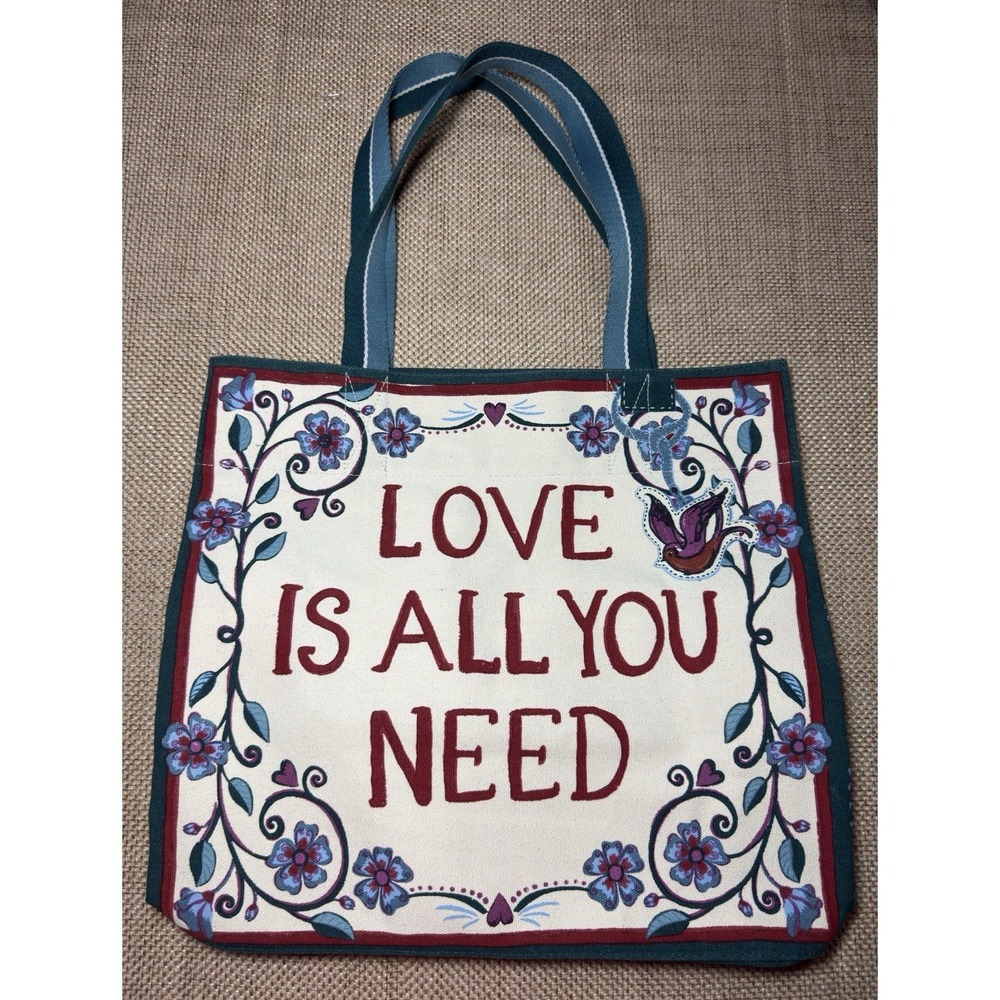 Brighton Bella‎ Tile Tote  All You Need Love Ltd Ed Canvas Bag Floral Boho